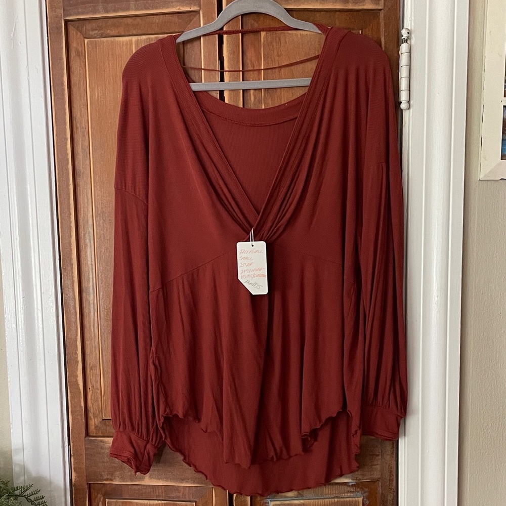 Free people Elegant Rust V-Neck Women's Top